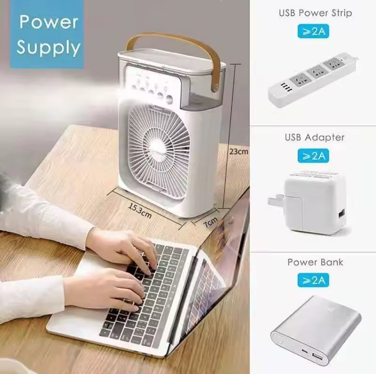 Mini Climatiseur Portable à Brumisation — Ventilateur USB Refroidisseur d'Air
